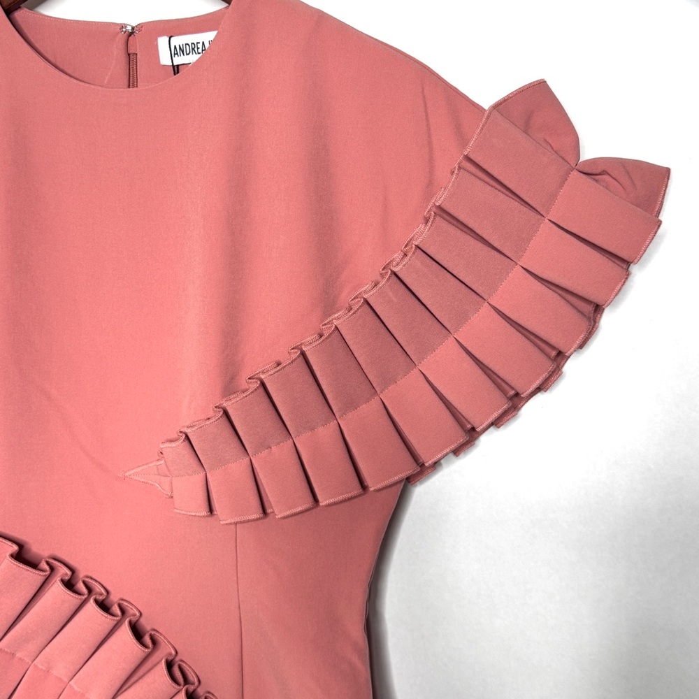 Andrea Iyamah Safia Dress Pink Peach Rose Pleat Ruffle Mini Easter SZ Small - Picture 9 of 16